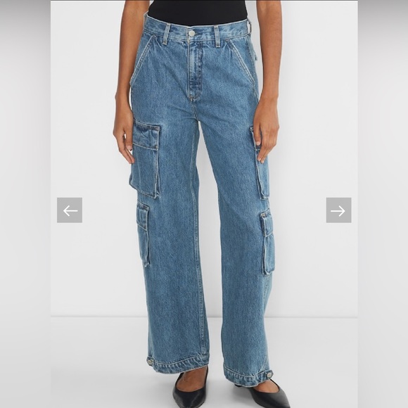 Demin Forum 90s Millie Hi-Rise Grunge Cargo Utility Medium Wash Relaxed Jeans - Picture 2 of 16